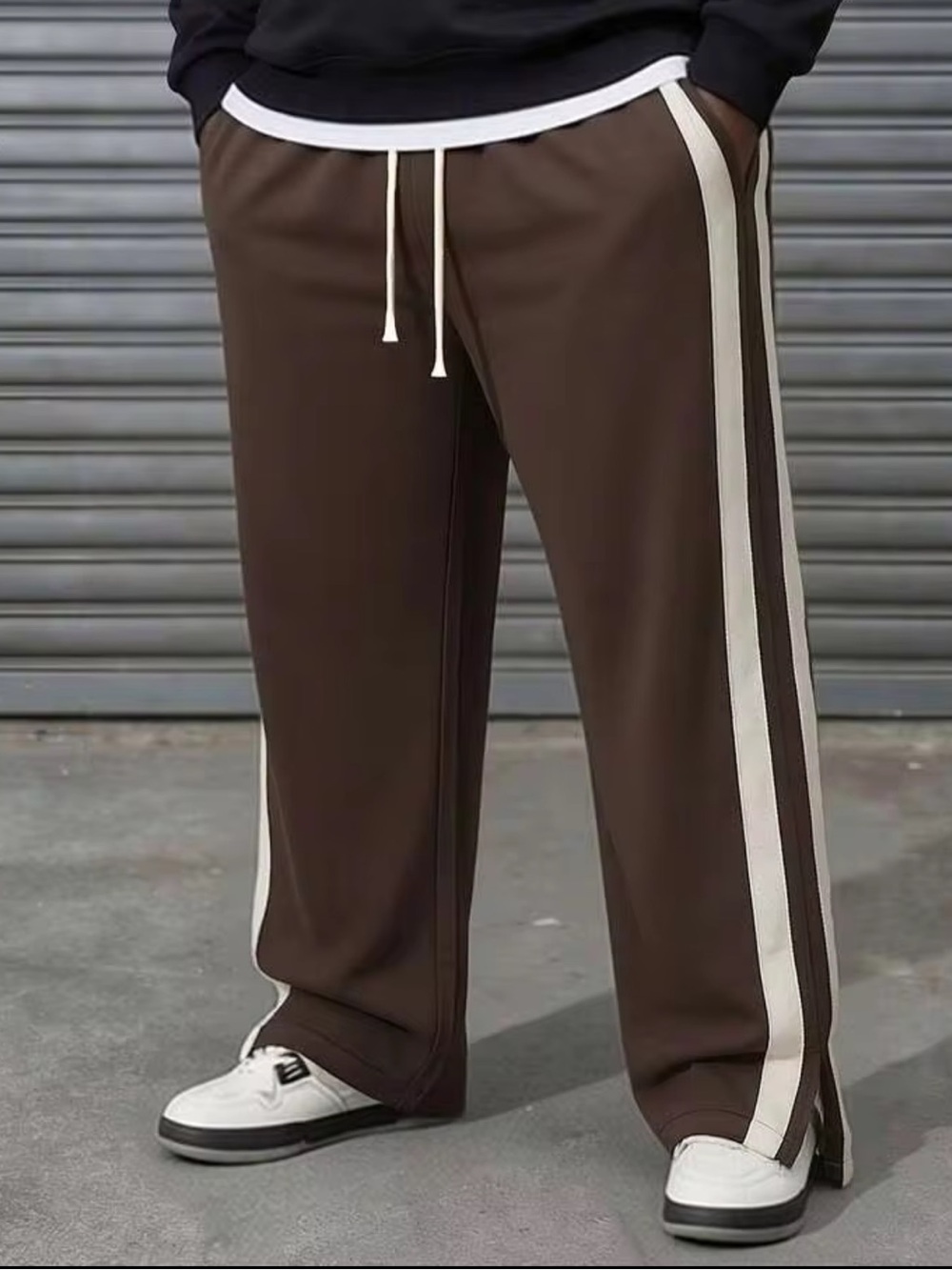 SHEIN Brown Track Pants with Side Stripe